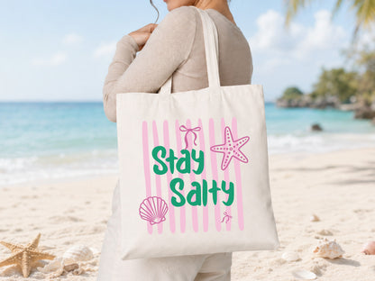 Stay Salty, Coastal Summer Striped PNG