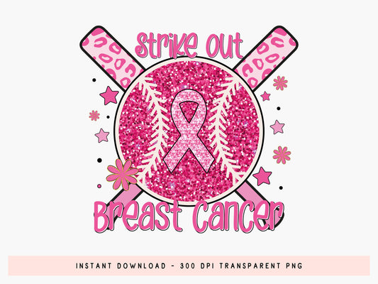 Strike Out Breast Cancer Preppy Sublimation Design