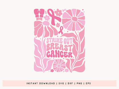 Strike Out Breast Cancer SVG Boho Flower