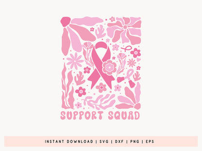 Support Squad - Breast Cancer Flower SVG Design