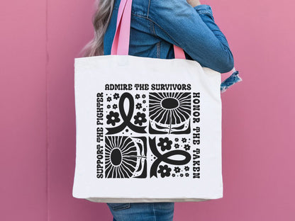 Support the Fighter - Floral Breast Cancer Awareness SVG