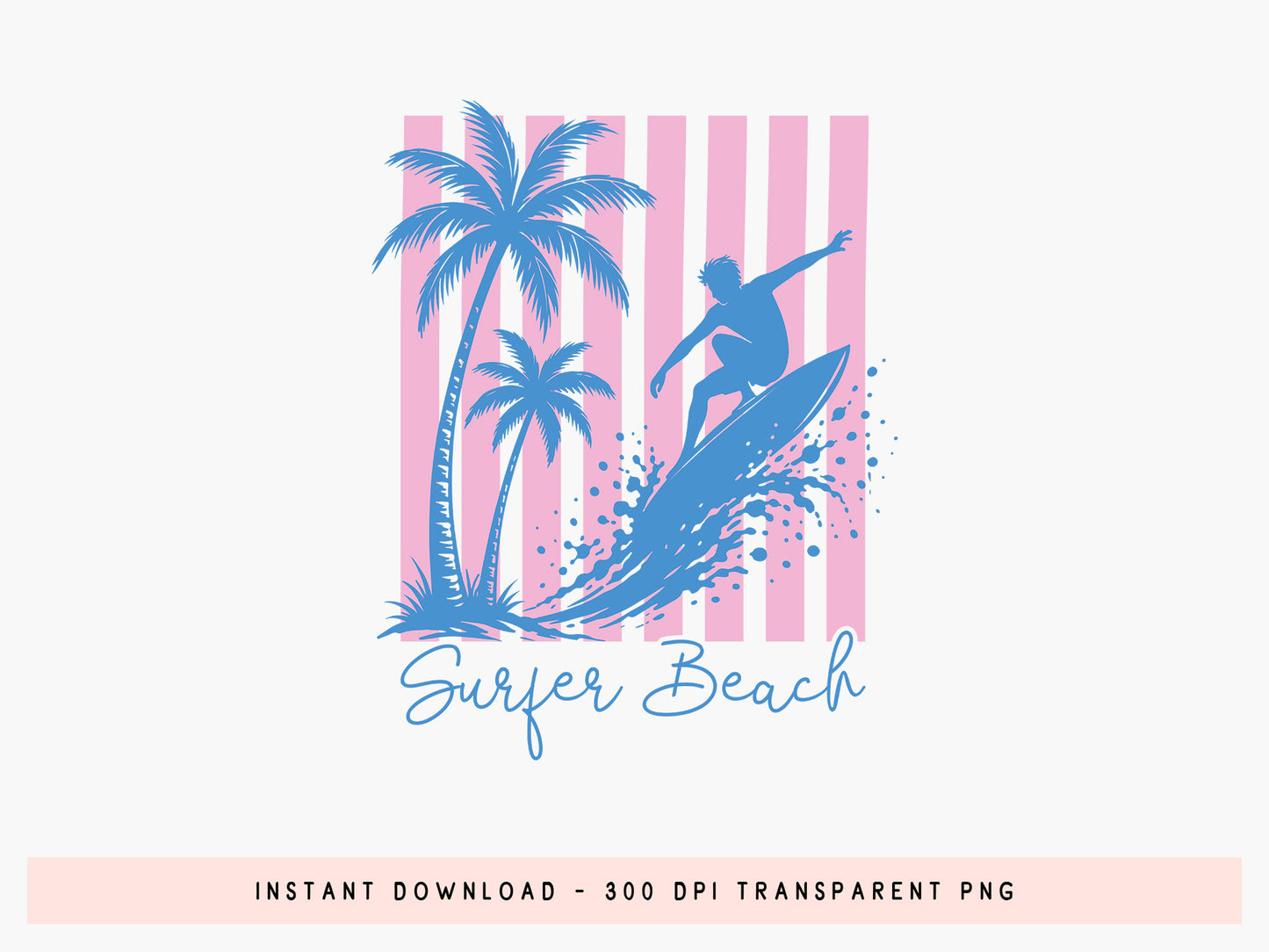 Surfer Beach, Coastal Summer PNG Sublimation