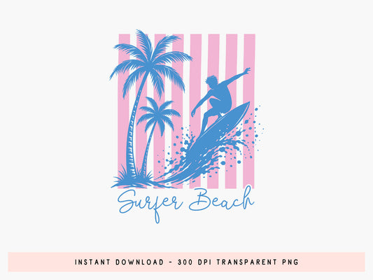 Surfer Beach, Coastal Summer PNG Sublimation