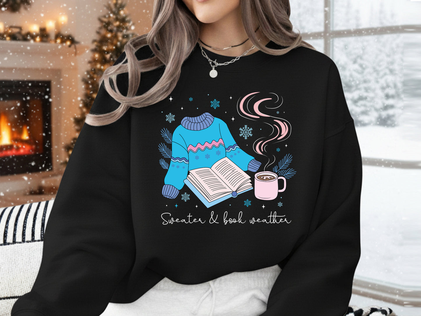 Sweater & Book Weather, Bookish Winter PNG Sublimation
