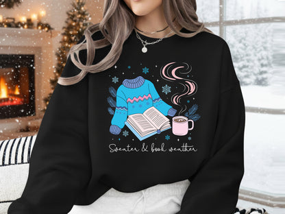 Sweater & Book Weather, Bookish Winter PNG Sublimation