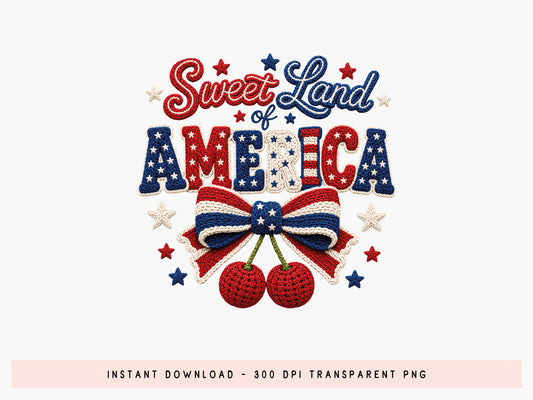 Sweet Land of America, Faux Yarn 4th of July PNG