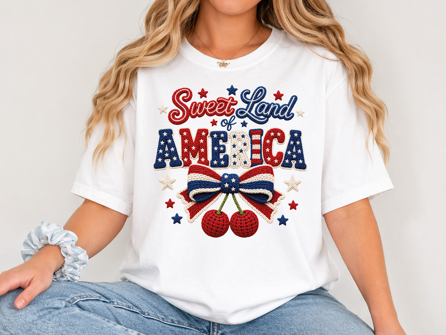 Sweet Land of America, Faux Yarn 4th of July PNG