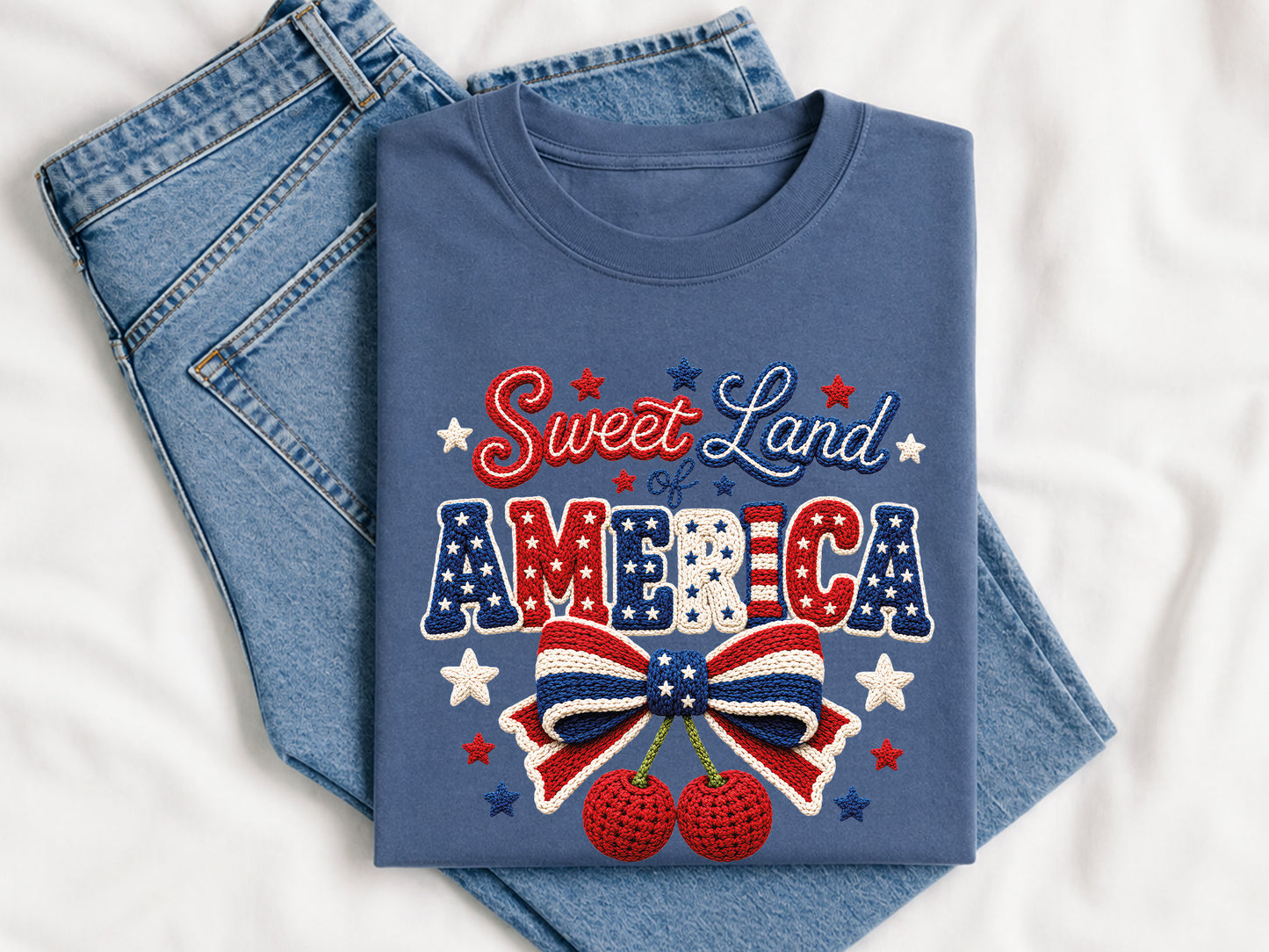 Sweet Land of America, Faux Yarn 4th of July PNG
