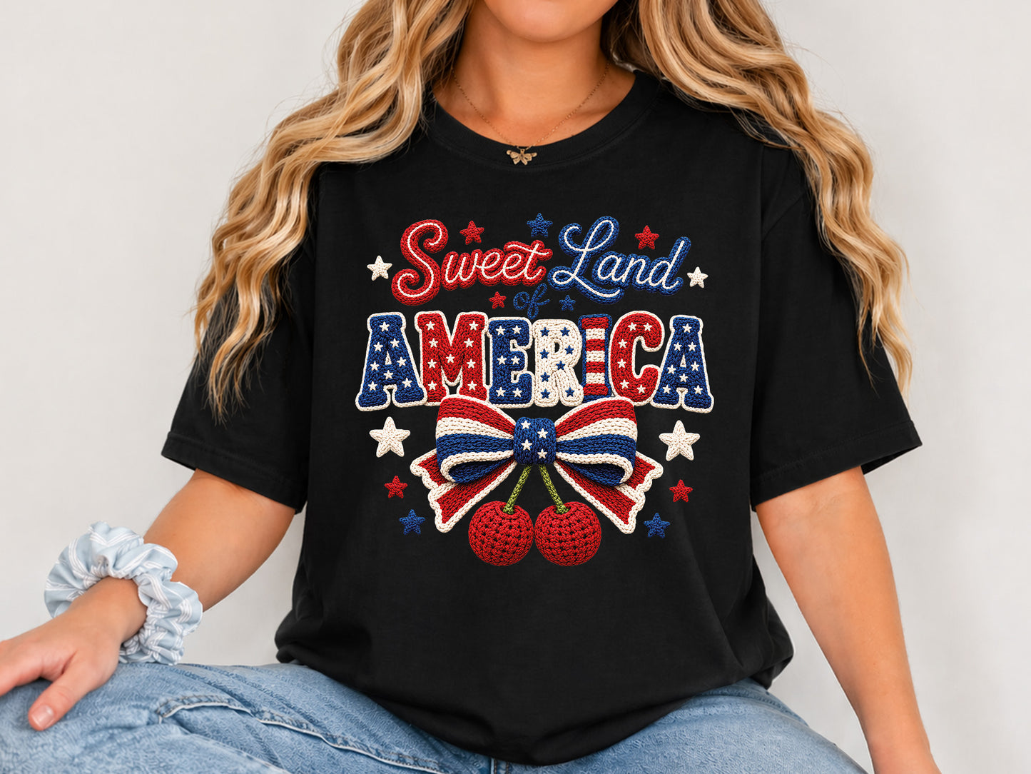 Sweet Land of America, Faux Yarn 4th of July PNG
