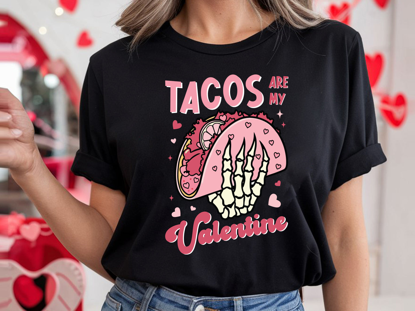 Tacos Are My Valentine Coquette Sublimation Design