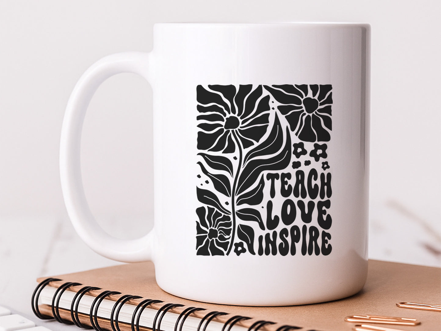 Teach Love Inspire, Boho Floral Teacher Day SVG