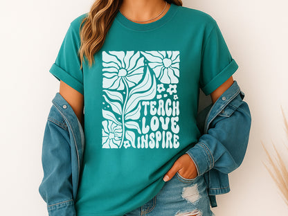 Teach Love Inspire, Boho Floral Teacher Day SVG