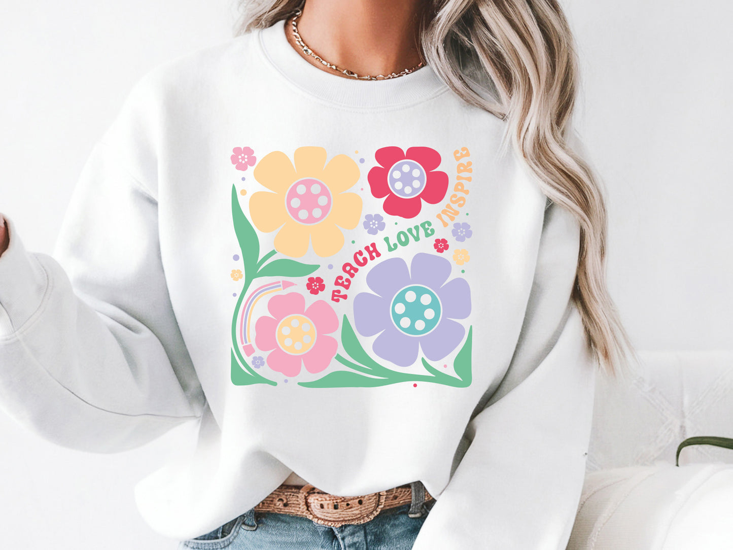 Teach Love Inspire, Cool Teacher Boho Floral SVG