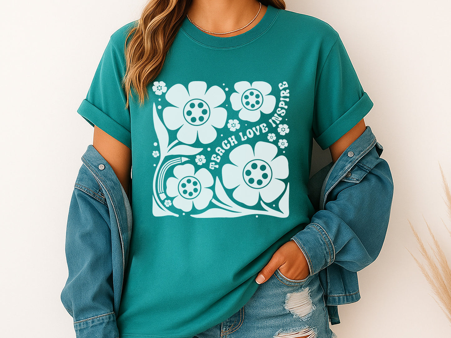 Teach Love Inspire, Cool Teacher Boho Floral SVG