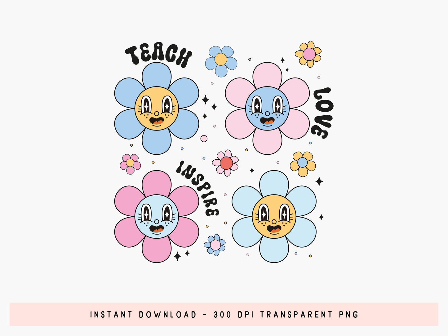Teach Love Inspire, Groovy Teacher Sublimation