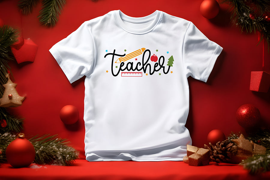 Teacher Christmas Shirt SVG Cut File