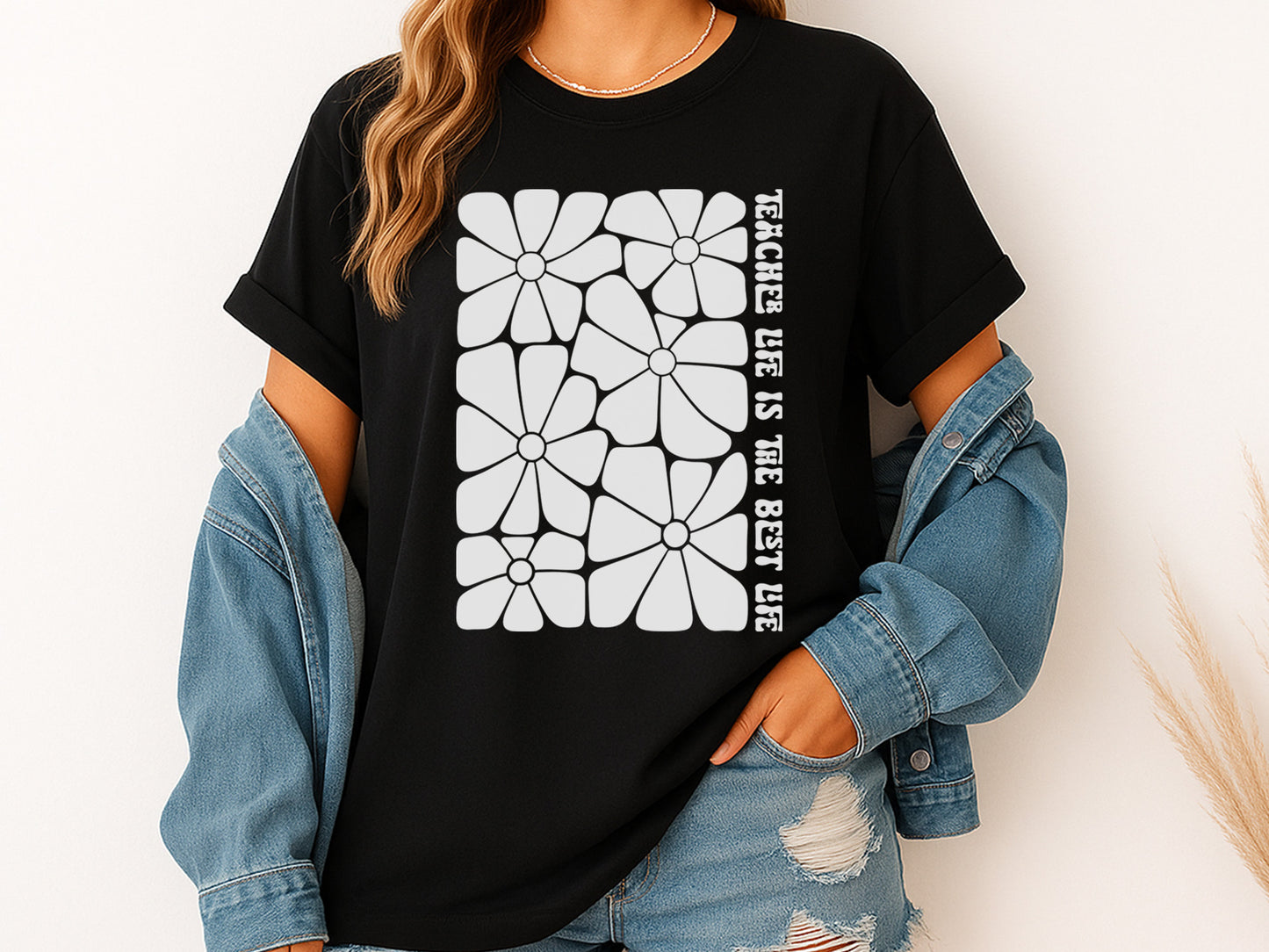 Teacher Life is the Best Life Boho Floral Quote SVG