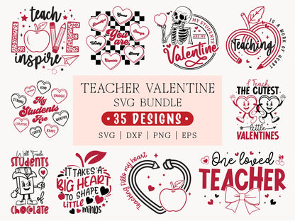 Teacher Valentines Day SVG PNG Bundle