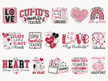 Teacher Valentines Day SVG PNG Bundle