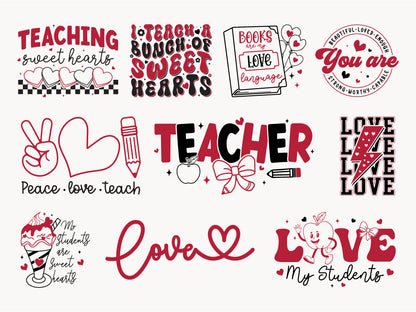 Teacher Valentines Day SVG PNG Bundle