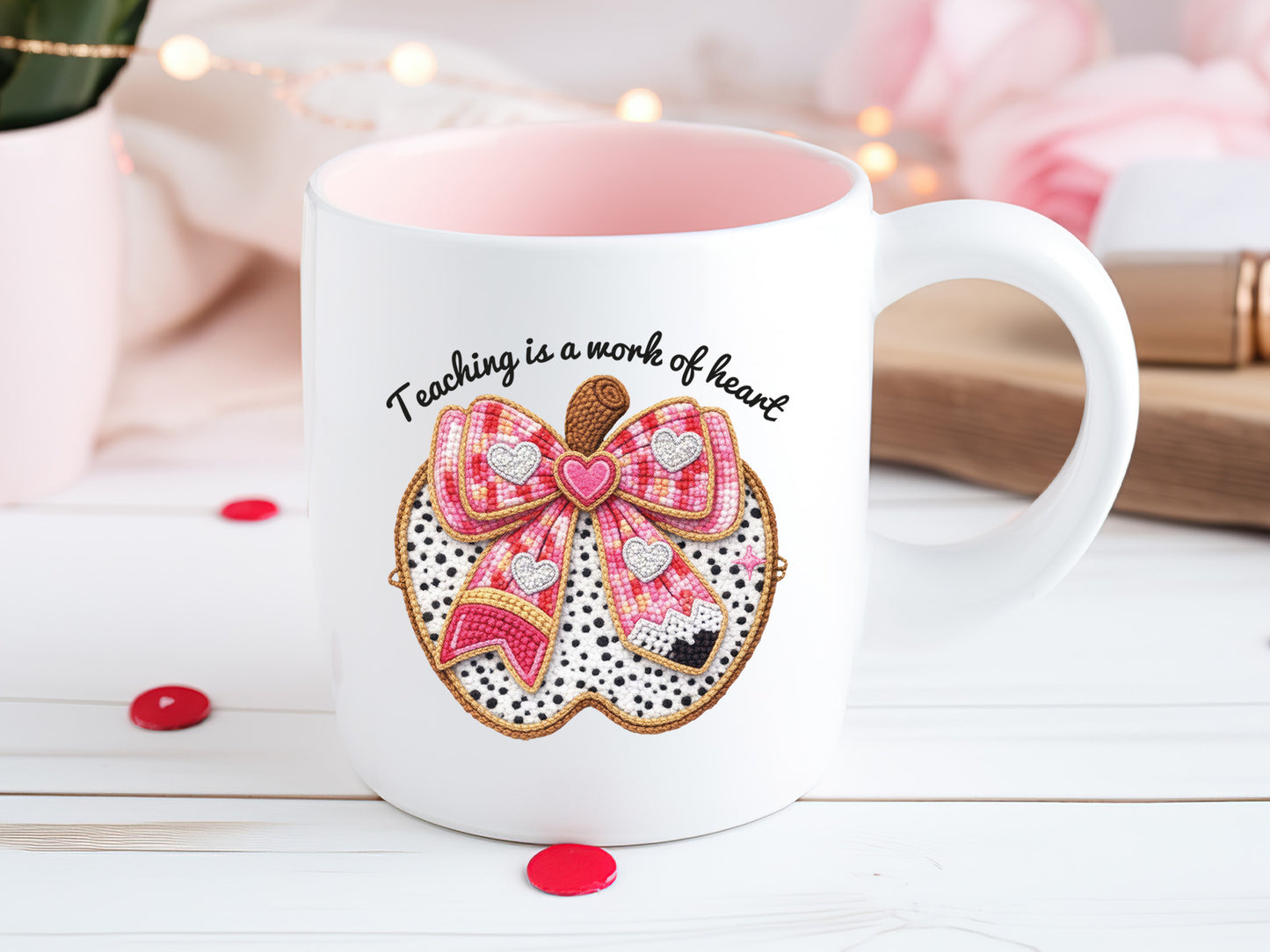 Teaching is a Work of Heart, Faux Yarn Valentine PNG