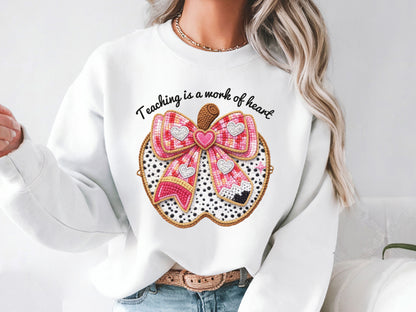 Teaching is a Work of Heart, Faux Yarn Valentine PNG