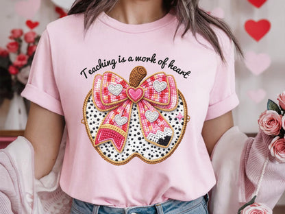 Teaching is a Work of Heart, Faux Yarn Valentine PNG