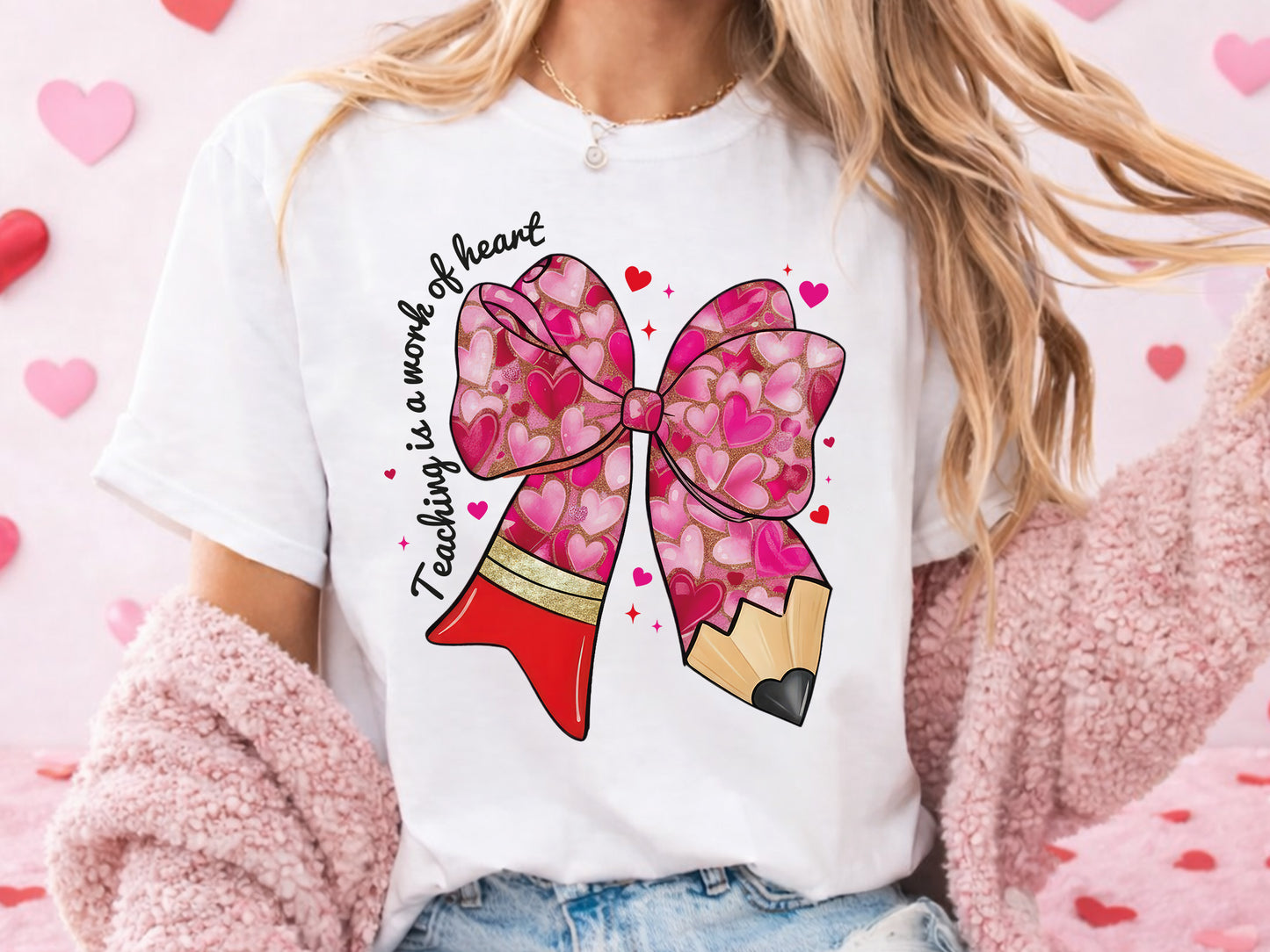 Teaching is a Work of Heart, Preppy Valentine Teacher PNG