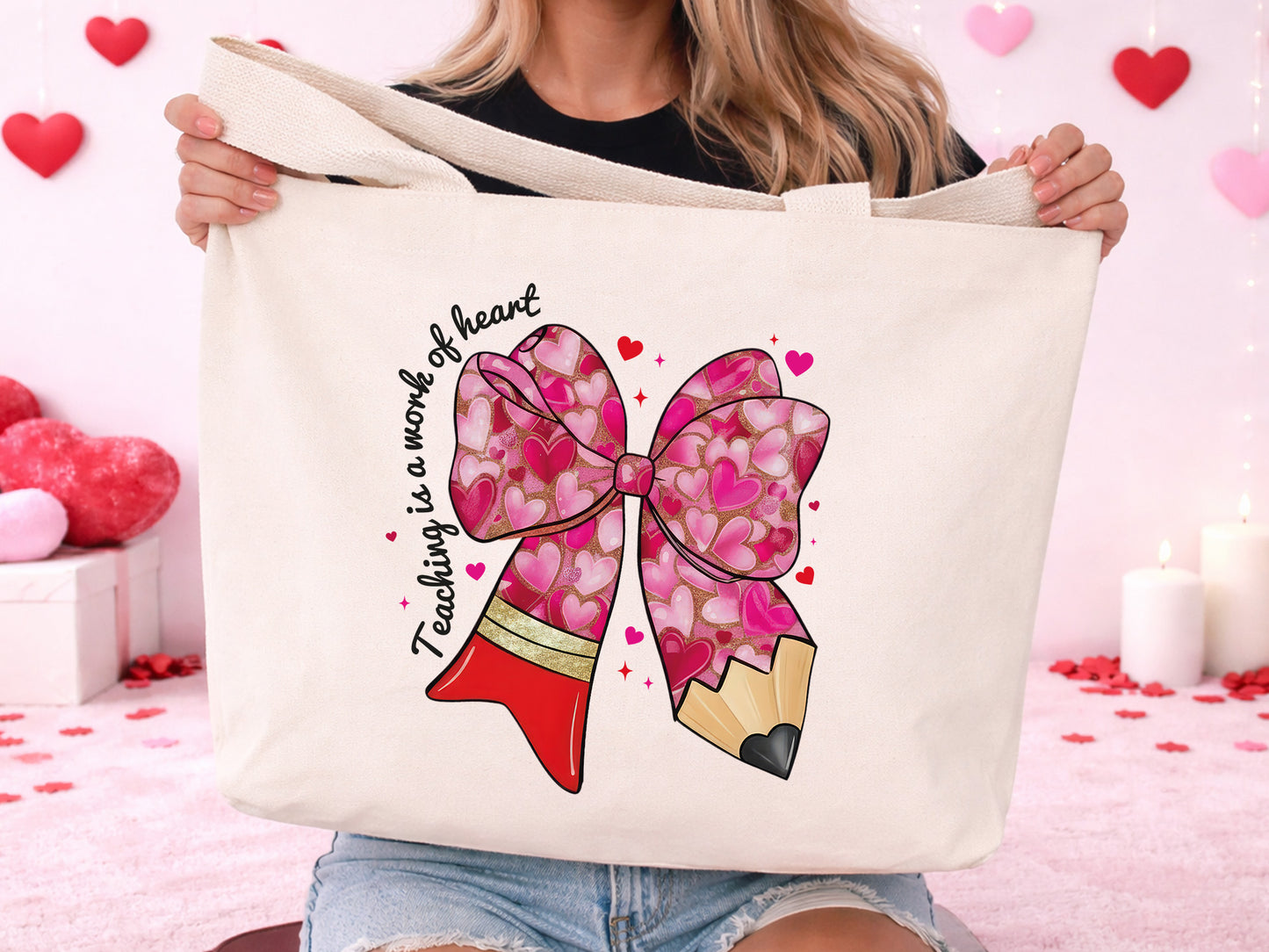 Teaching is a Work of Heart, Preppy Valentine Teacher PNG