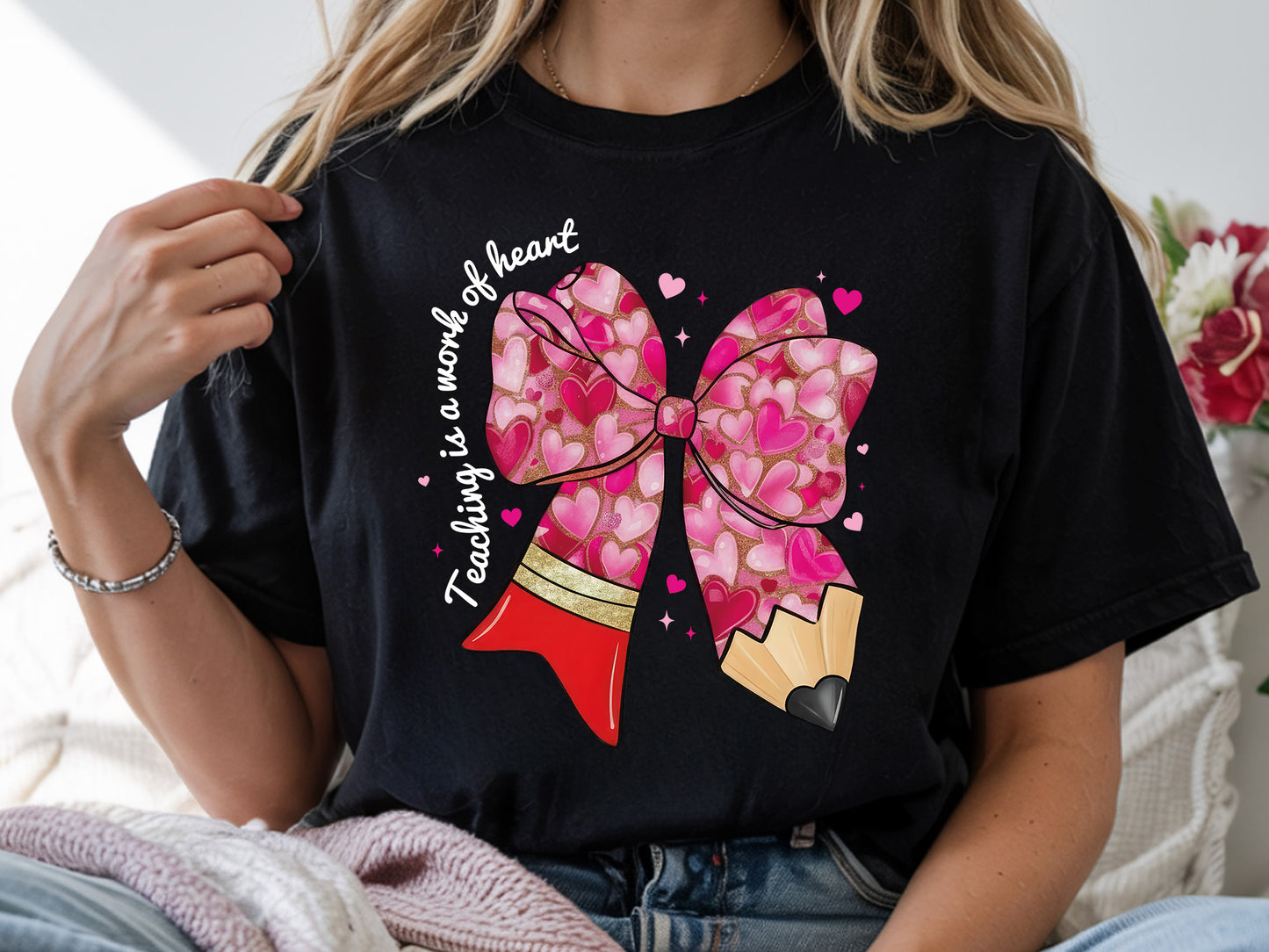 Teaching is a Work of Heart, Preppy Valentine Teacher PNG