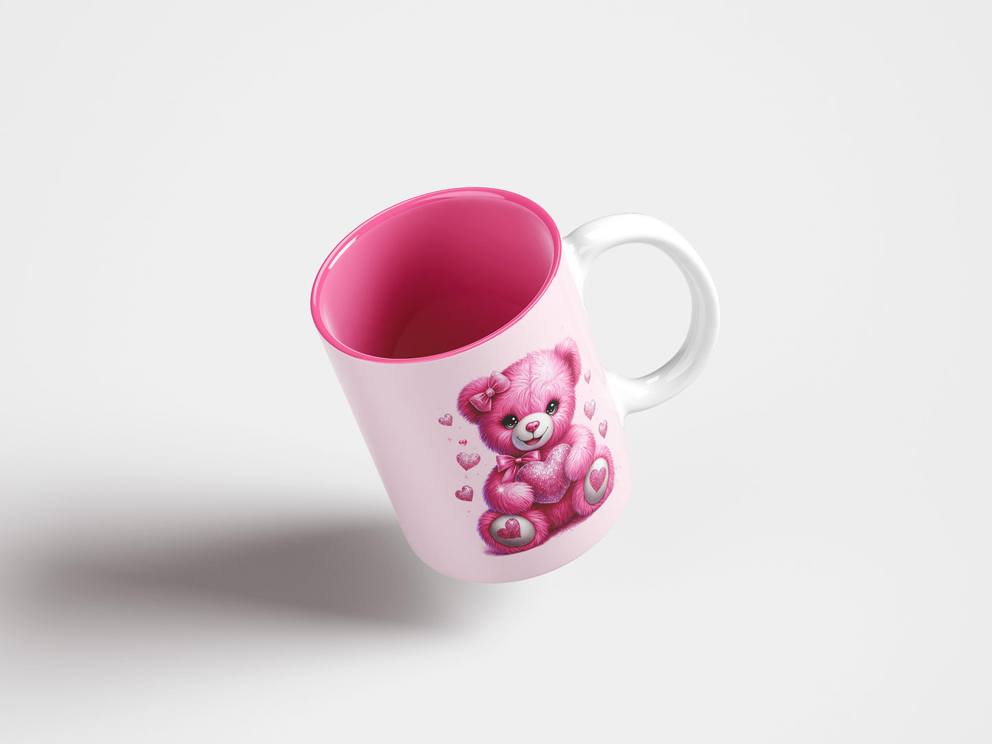 Teddy Bear Valentines Mug Wrap Design PNG