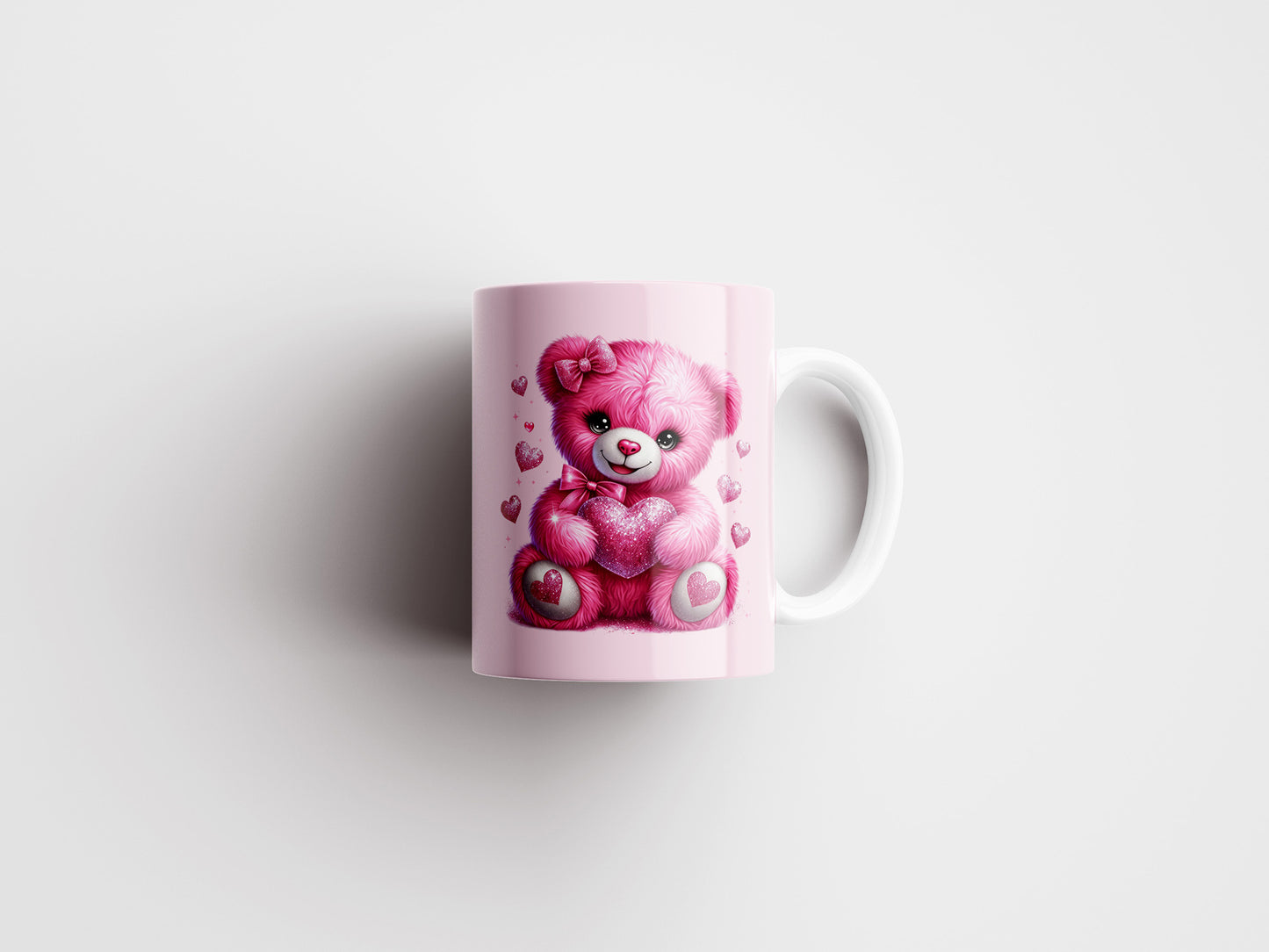 Teddy Bear Valentines Mug Wrap Design PNG