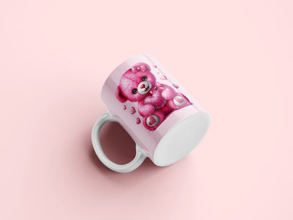 Teddy Bear Valentines Mug Wrap Design PNG