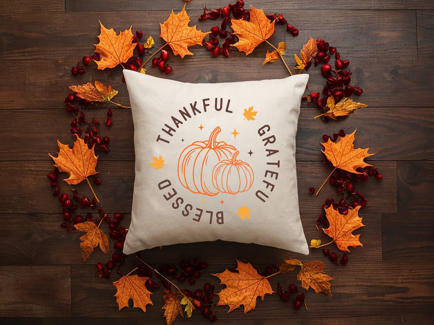 Thankful Grateful Blessed - Thanksgiving SVG File