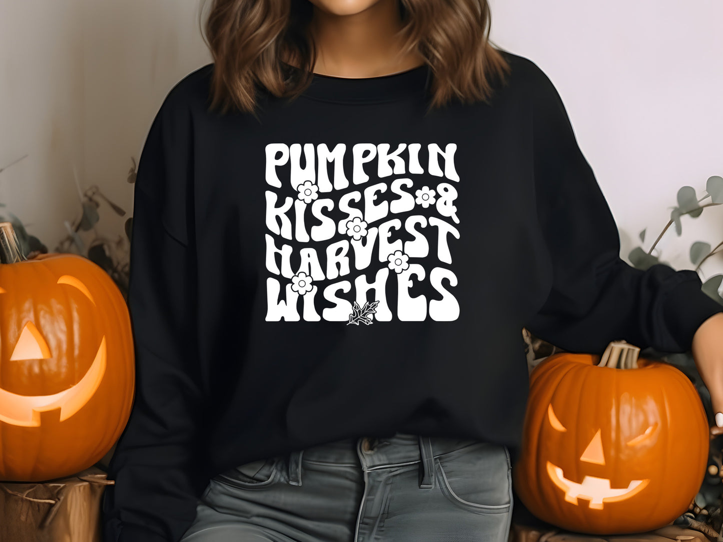 Thanksgiving SVG File - Pumpkin Kisses & Harvest Wishes