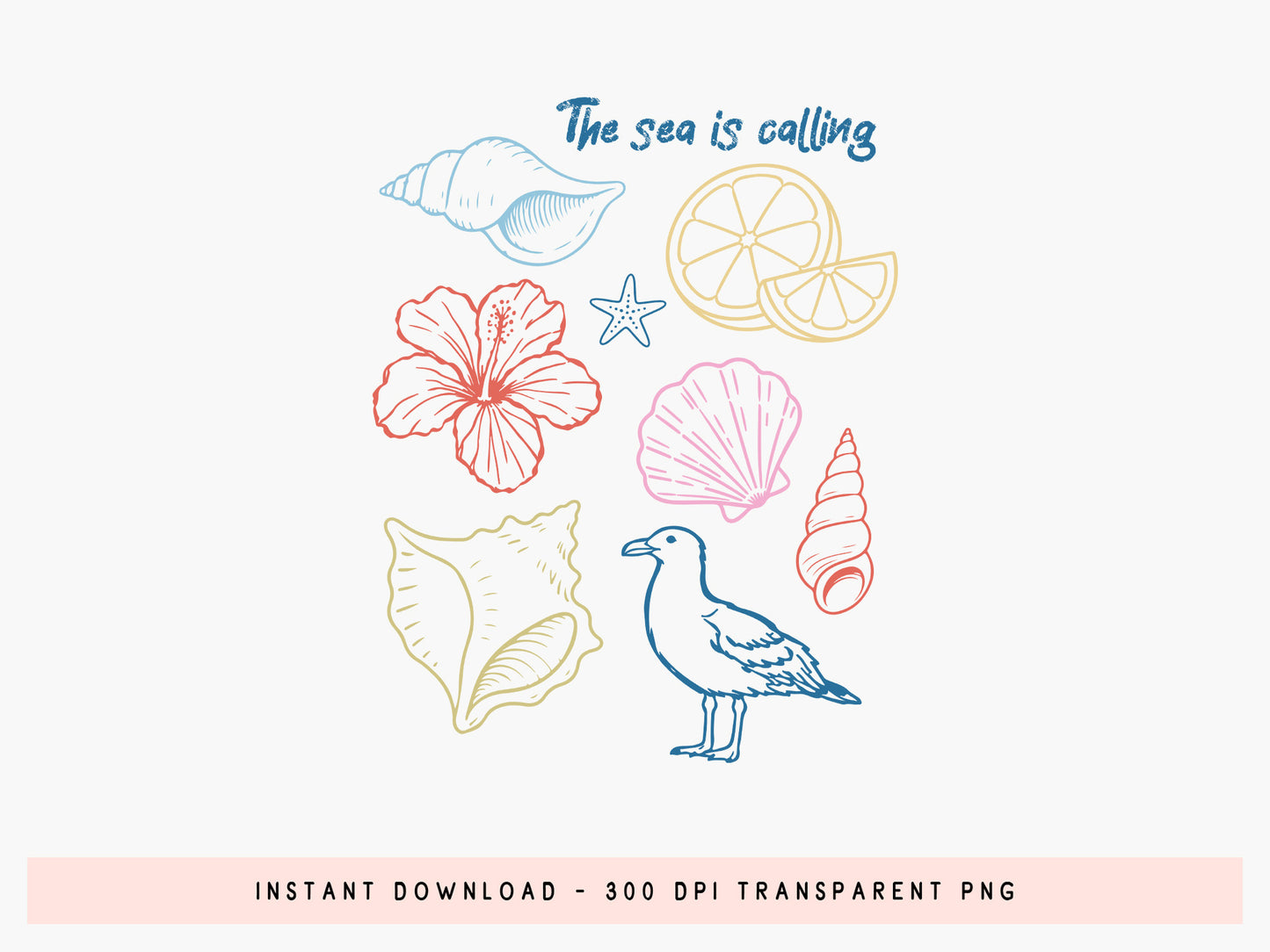 The Sea is Calling, Coastal Summer Sublimation PNG