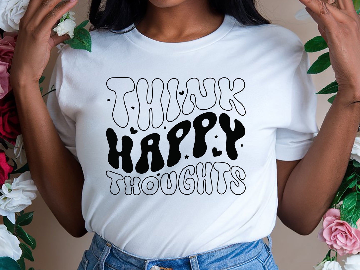 Think Happy Thoughts - Retro Black Girl Magic SVG