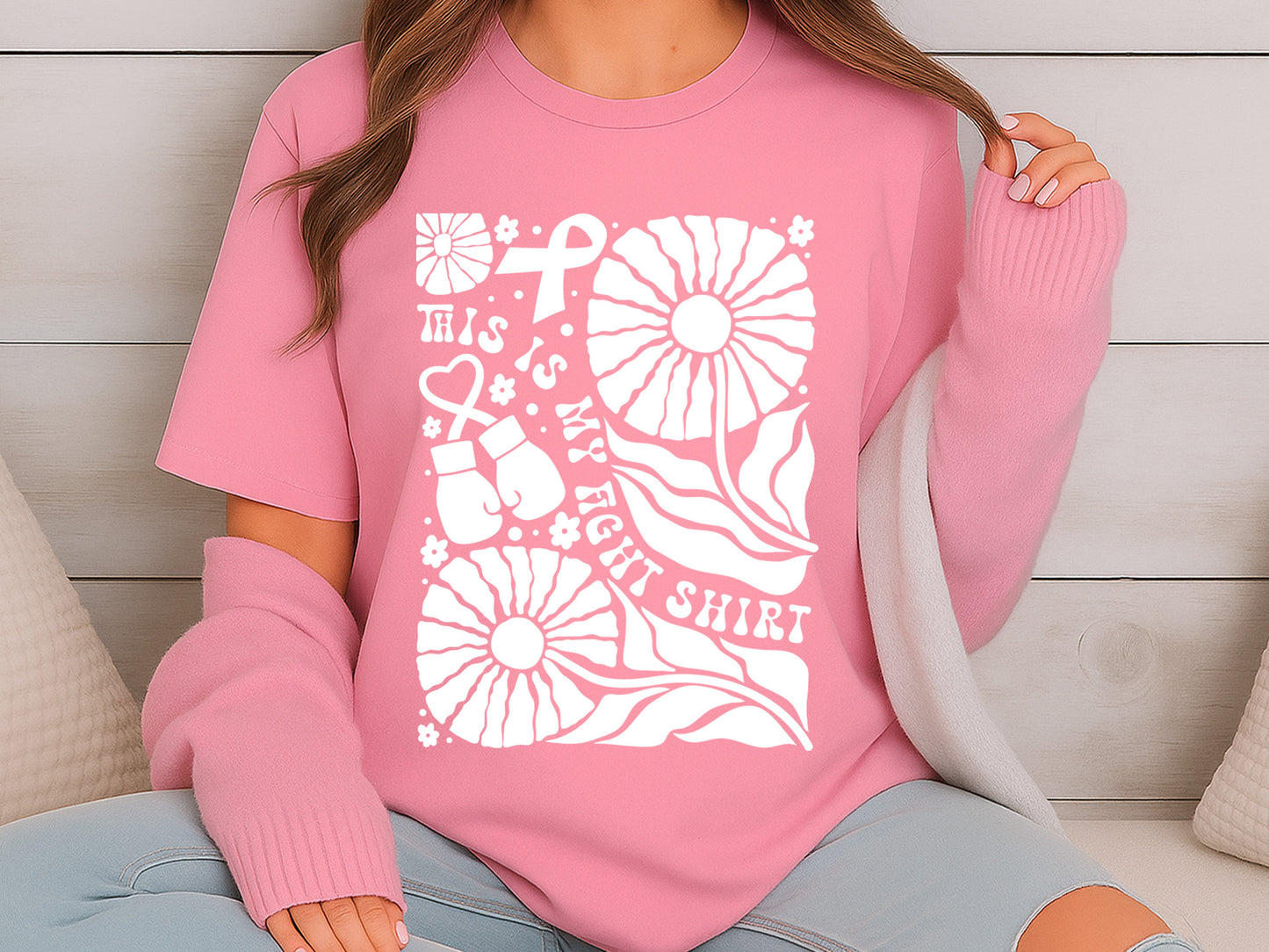 This is My Fight Shirt - Floral Breast Cancer SVG