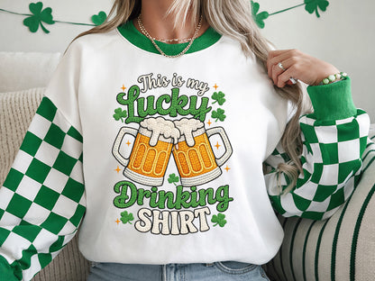 This is My Lucky Drinking Shirt, Faux Yarn St Patrick's Sublimation