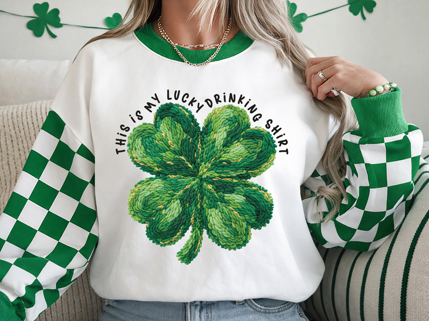 This is My Lucky Drinking Shirt, Faux Yarn St Patricks PNG