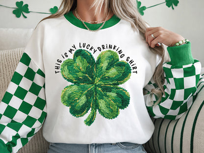 This is My Lucky Drinking Shirt, Faux Yarn St Patricks PNG