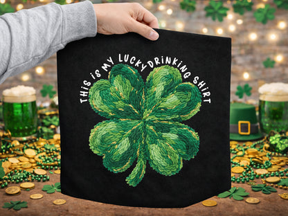 This is My Lucky Drinking Shirt, Faux Yarn St Patricks PNG