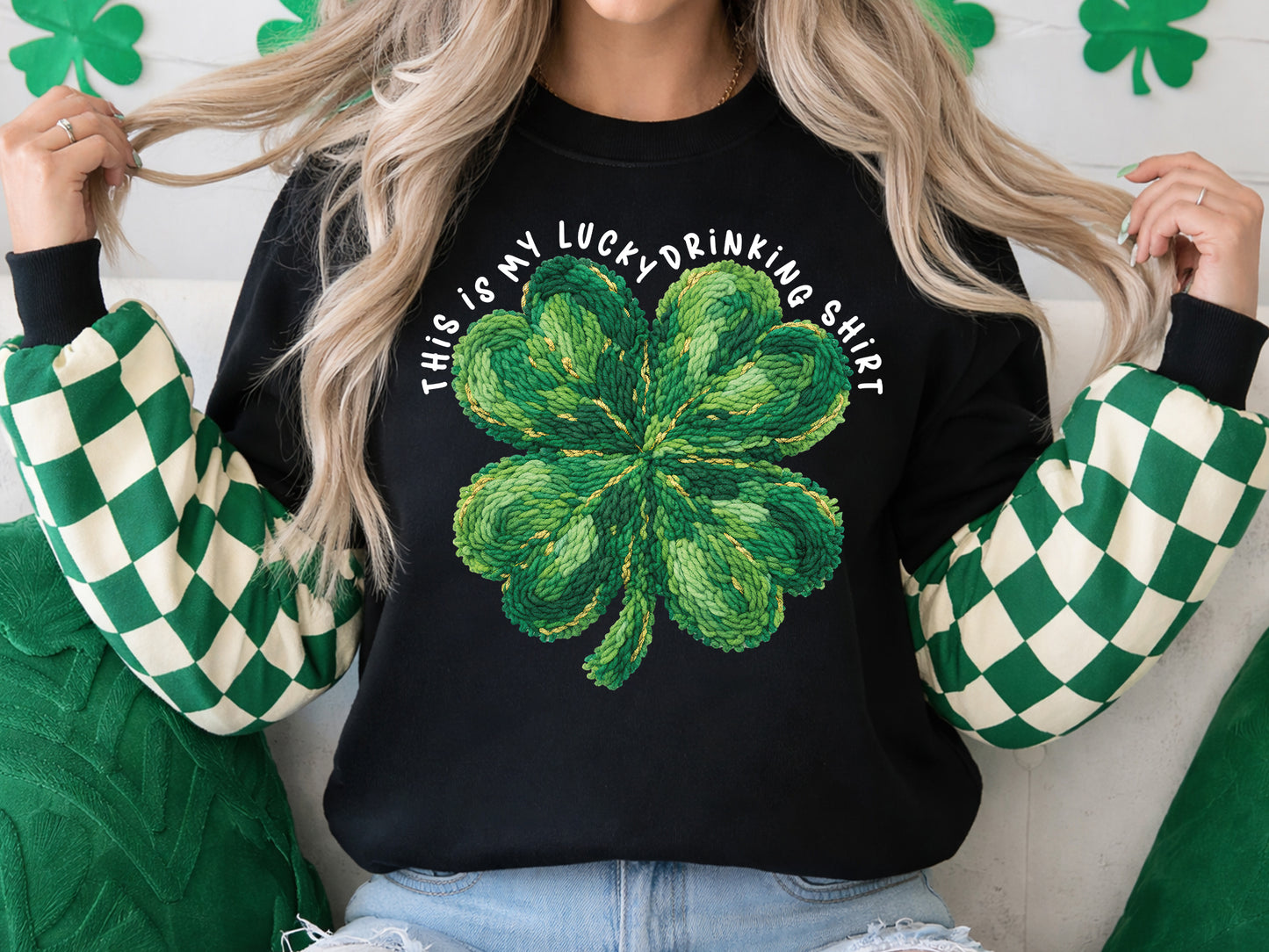 This is My Lucky Drinking Shirt, Faux Yarn St Patricks PNG