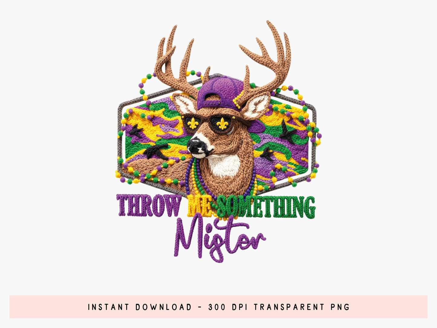 Throw Me Something Mister, Faux Yarn Mardi Gras PNG
