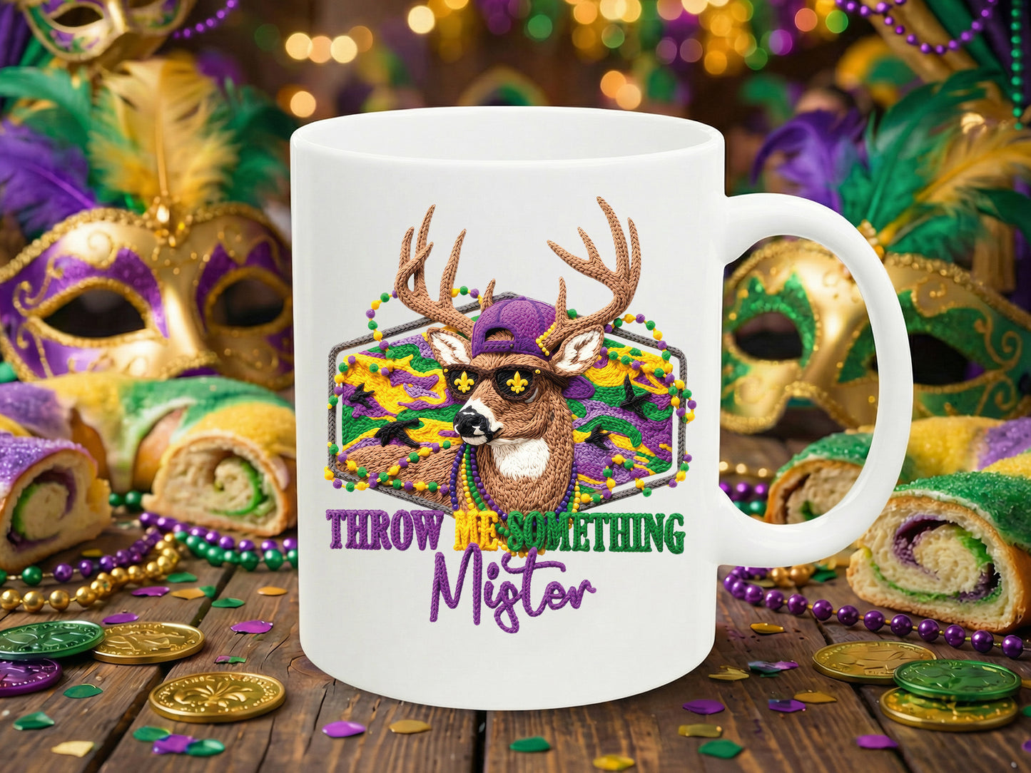 Throw Me Something Mister, Faux Yarn Mardi Gras PNG