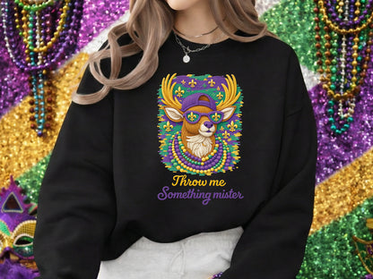 Throw Me Something Mister, Faux Yarn Reindeer Mardi Gras PNG