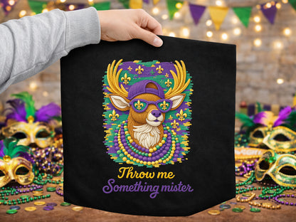 Throw Me Something Mister, Faux Yarn Reindeer Mardi Gras PNG