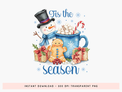 Tis the Season, Snowman Christmas Sublimation