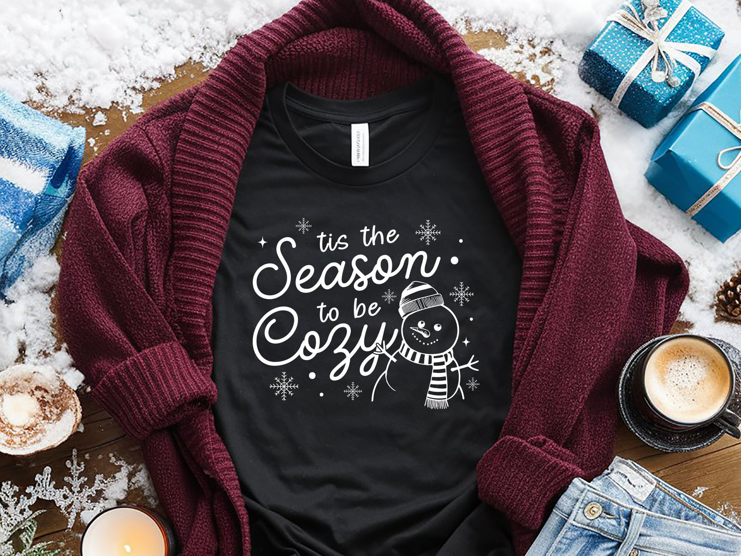 Tis the Season to be Cozy - Snowman SVG Cut File