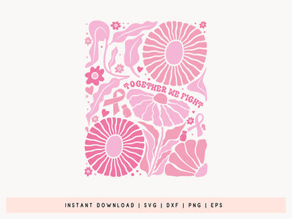 Together We Fight - Boho Floral Breast Cancer SVG